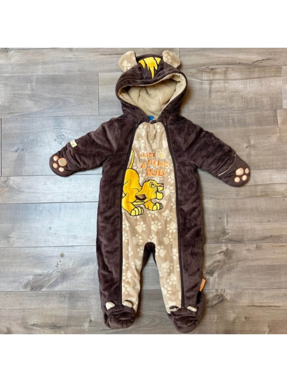 Disney Baby Lion King Simba Plush Bunting Snowsuit 3-6M Hooded Footie